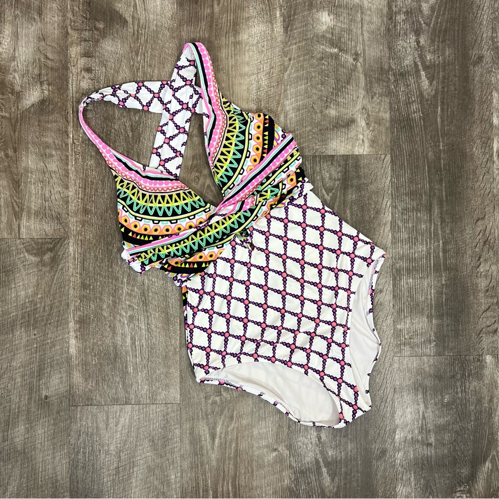Trina Turk Colorful Patterned One Piece Swimsuit